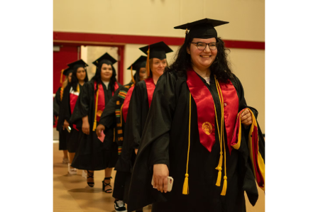 Students walking at graduation