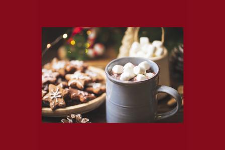 Hot cocoa, marshmallows, and cookies