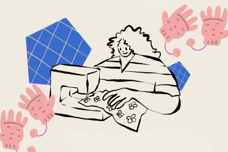 Person using a sewing machine