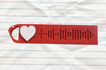 Spotify Code laser engraved on wooden keychain