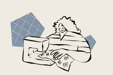 A person sewing