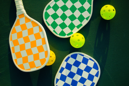 Pickleball paddles and balls