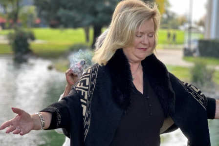 Dr. Britt at the smudging ceremony