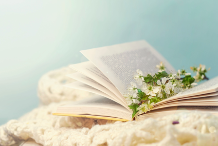 Book open with flowers 