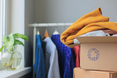 Box of donation clothing 