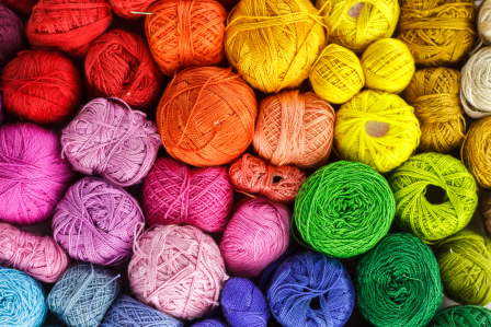 Colorful bundles of yarn