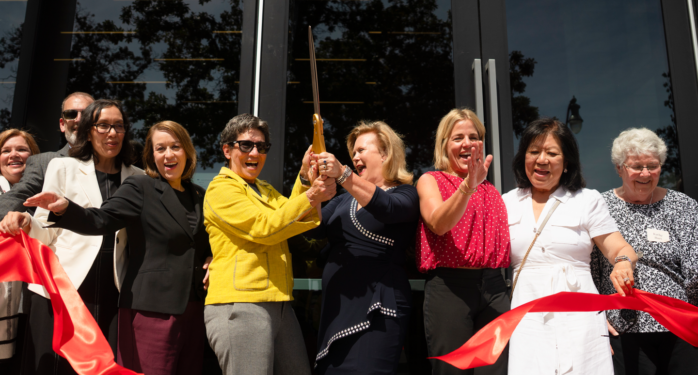 University Leadership gathered at the ribbon-cuting of Willow Hall at Stockton Campus