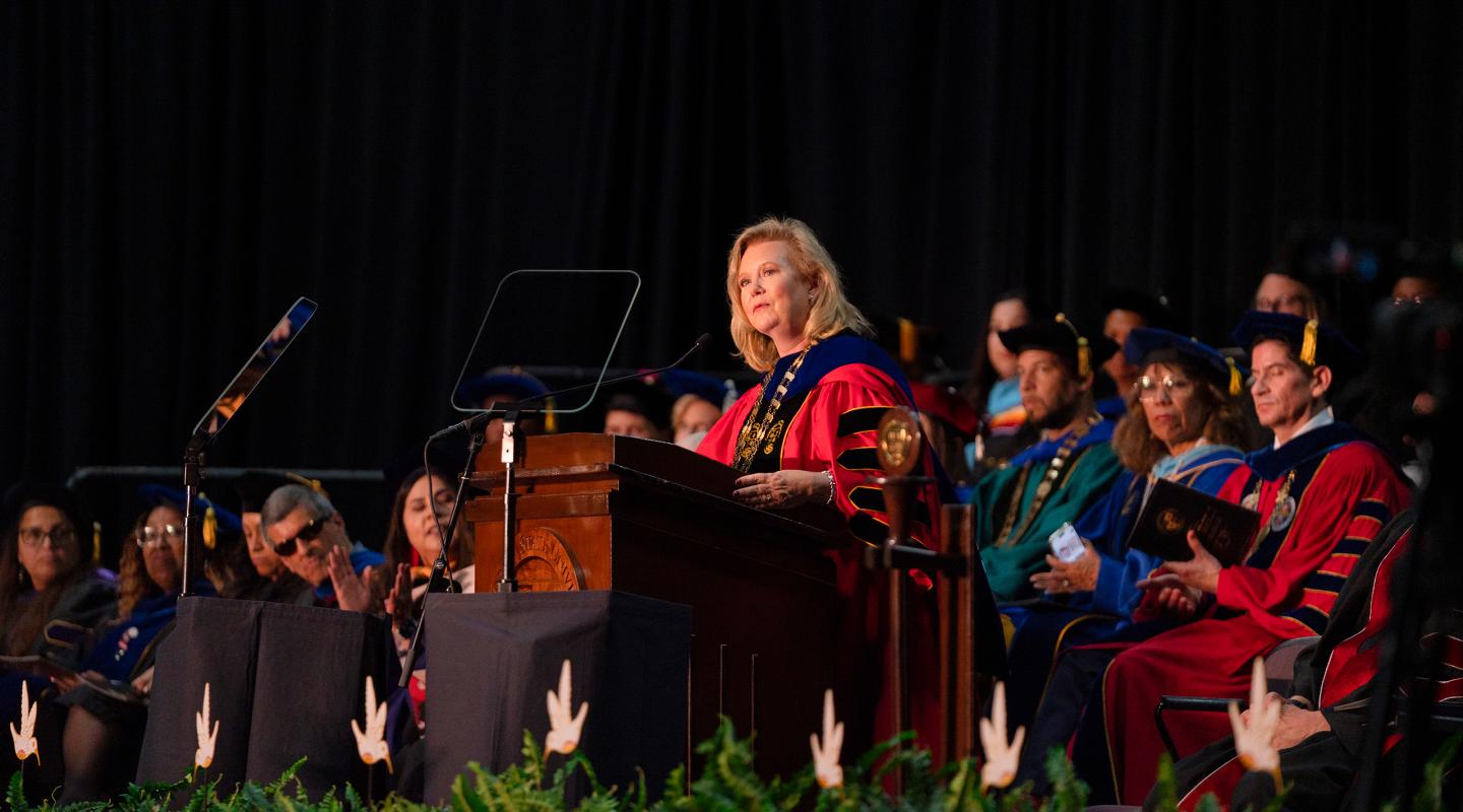 President Britt Rios-Ellis at her Investiture ceremony