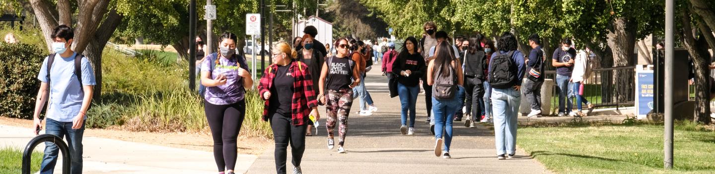 Students walking on campus