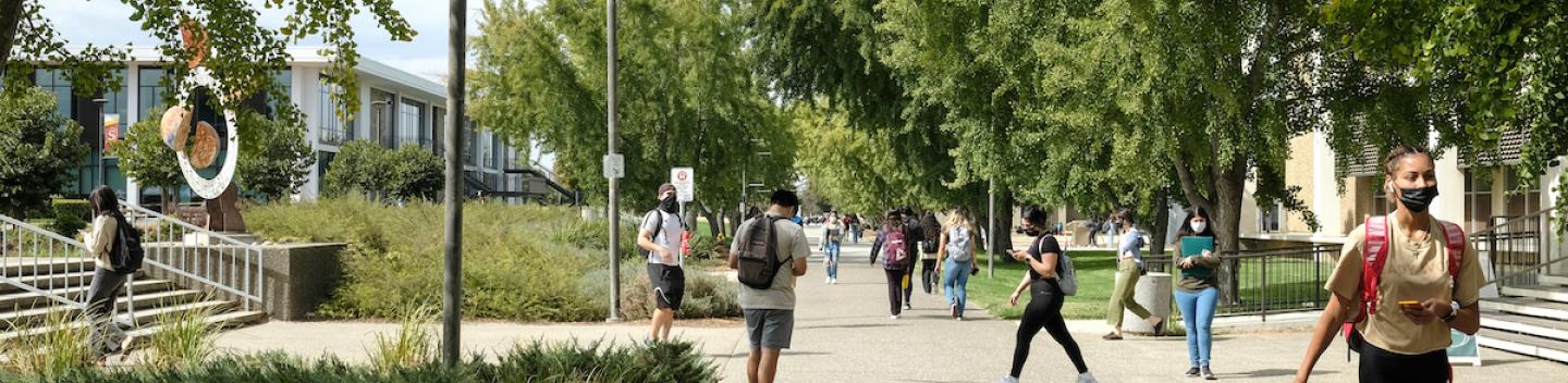 Students walking on campus