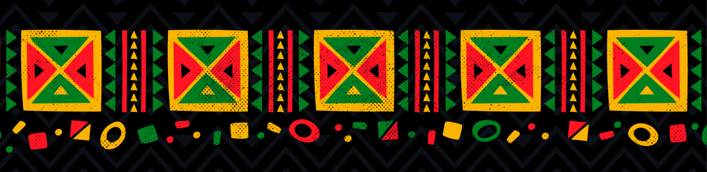 Graphic in red, black and green