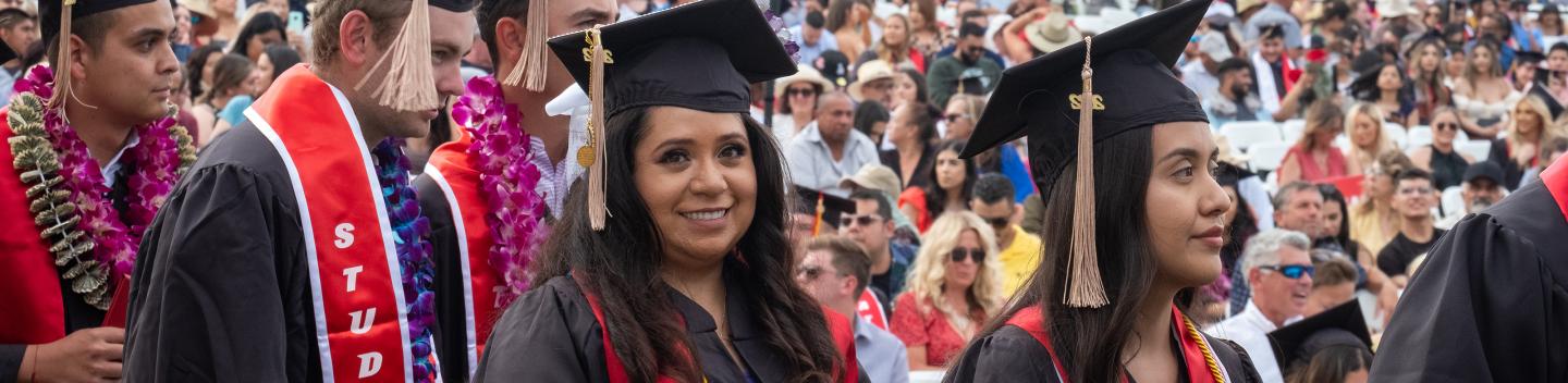 Graduating students at commencement ceremony