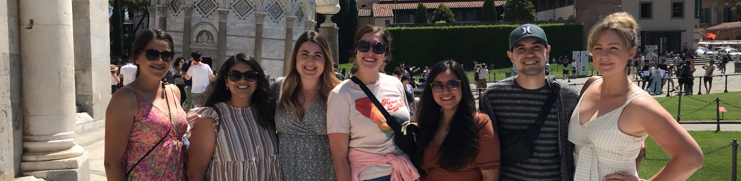 Counselor Education students taking a group photo while on a trip to Italy