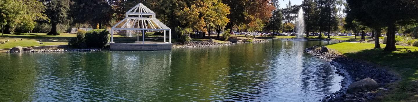 Pond and gazebo