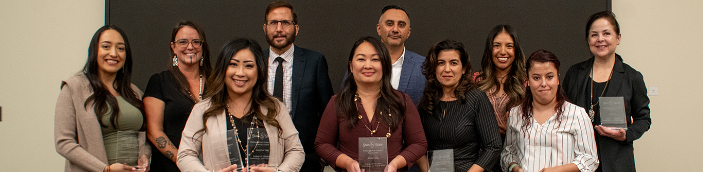 Recipients of the College of Education, Kinesiology and Social Work's inaugural Alumni Awards.