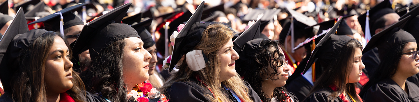 Graduating students in regalia at Commencement