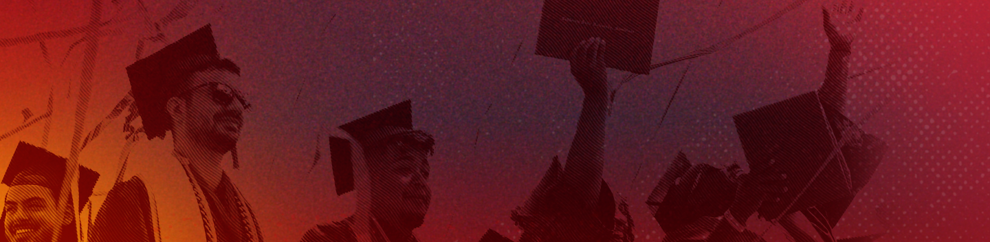 Graduates celebrating at Commencement.