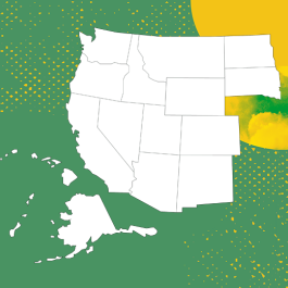 Animation of United States. Green and yellow background.
