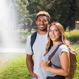 Two students in group photo.