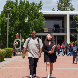 Students walking on the quad.