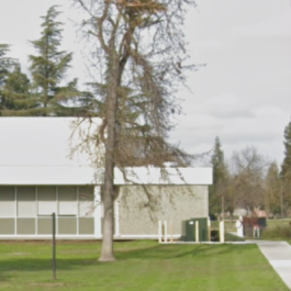 An exterior view of the Fieldhouse