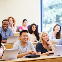 College students in a classroom.