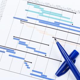 A calendar with various project deadlines