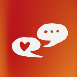 Graphic with a conversation bubble icon.