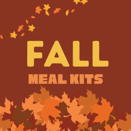Fall meal kits graphic with autumn themed leaves.