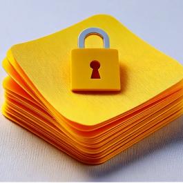 A stack of yellow paper with a small lock on top.