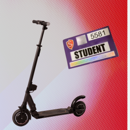 An electric scooter and Stan State parking pass.