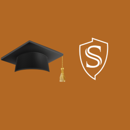 A graduation cap alongside a Stan State logo