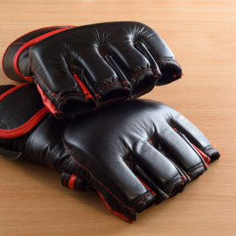 Black and red MMA mits.