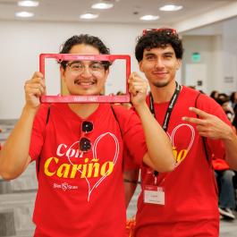 Two NSO Orientation Leaders smiling. 