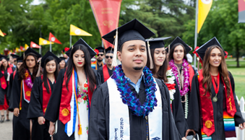 grads at commencement procession