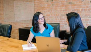 Two people in an interview