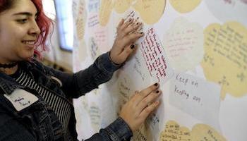 Student adding quote to a 'Share Borad'.