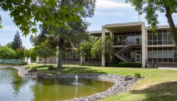 Bizzini building with side pond