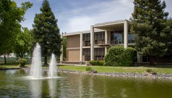 Bizzini Building with pond