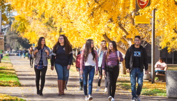 Students on campus. 