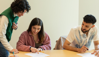 Students working together in group study