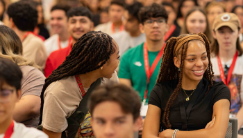 Students in a meeting room