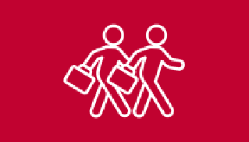 Graphic of two people walking with briefcase