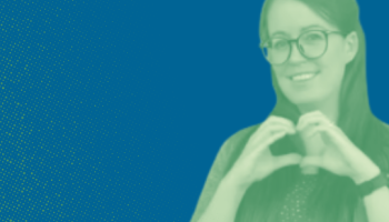 Person on blue background