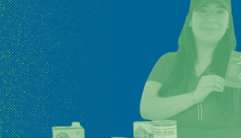 Person on blue background