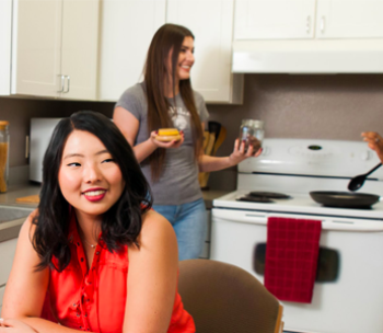 students in housing apartment