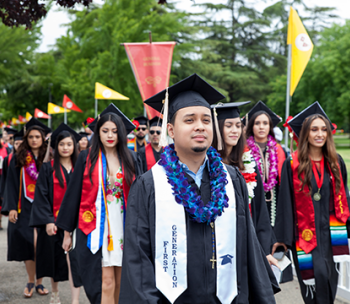 grads at commencement procession