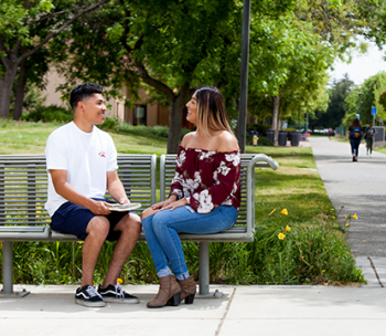 students on bench