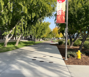 View of the Warrior Walkway at Stan State.