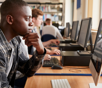 student using a computer